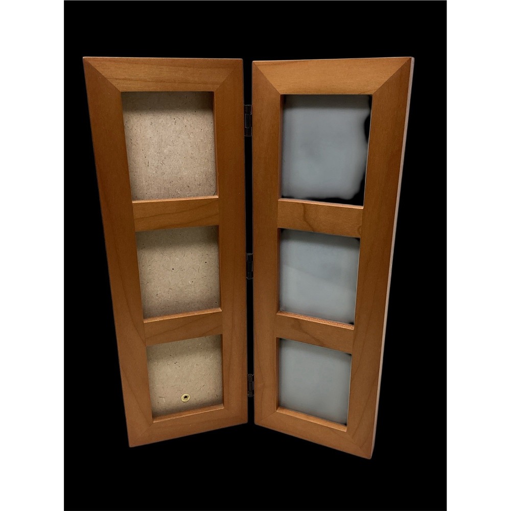 Vtg Dansk 2 3/4"x 2 1/4" 6 Opening Double Hinge Teak Picture Frame